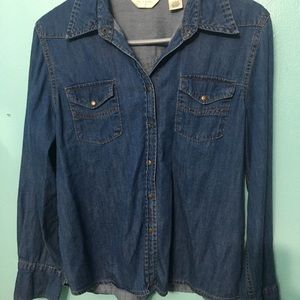 Denim button-up top